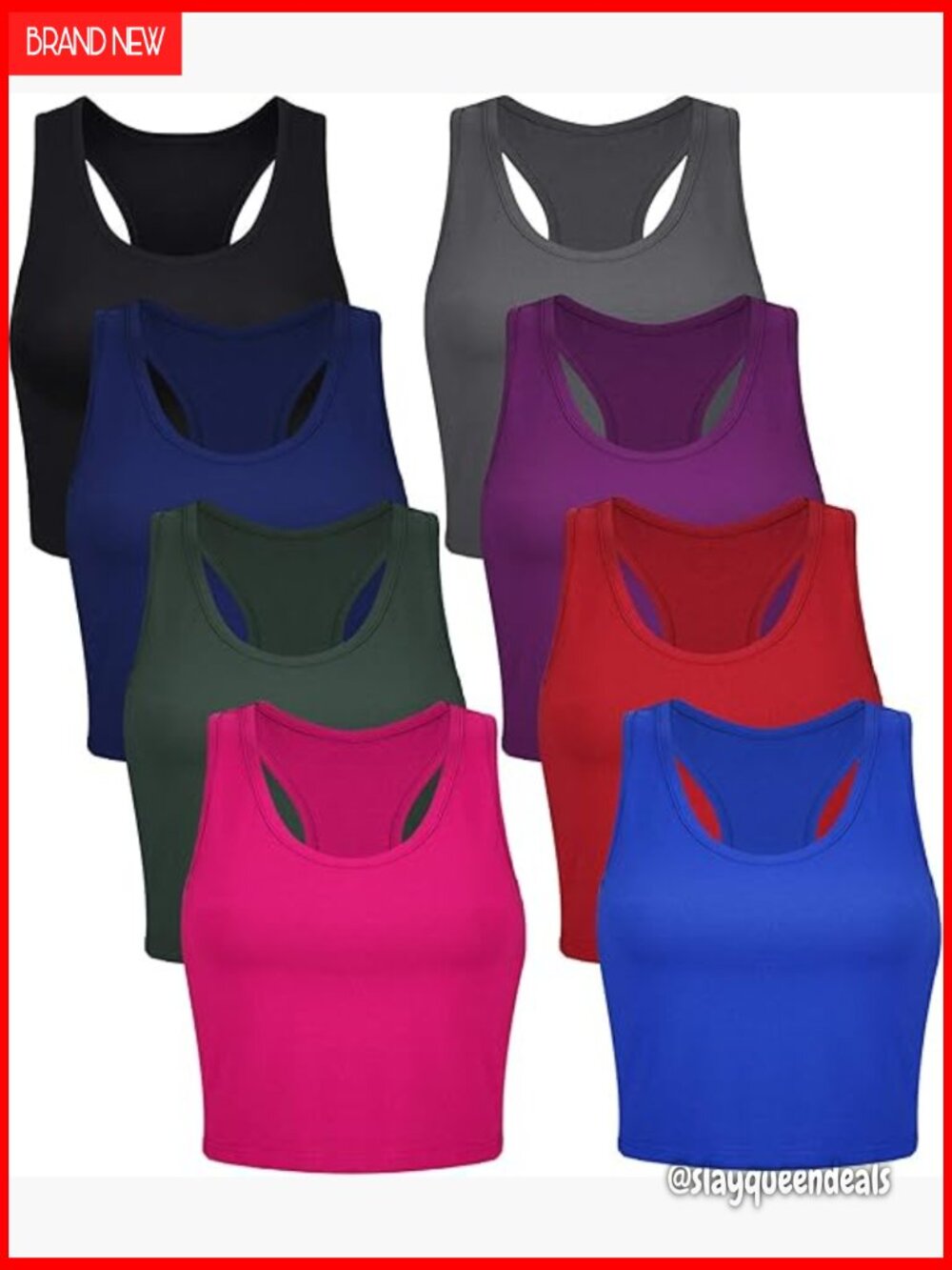 8-Pack Women's Cotton Crop Tank Tops Racerback Sleeveless Basic Tops